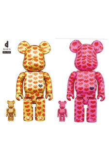 【2箱セット】BE@RBRICK Pink Heart gold heart 100％ & 400％ medicom toy ベアブリック ピンク ハート hide ヒデ Japan Xジャパン ロック