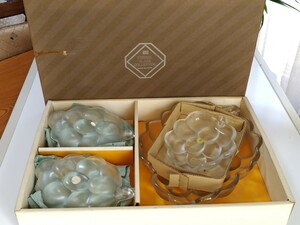 A1378　未使用　長期保管品　HOYA　Crystal　クリスタル食器　大皿1枚＆小皿5枚セット　葡萄