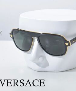 新品 未使用 美品 VERSACE ヴェルサーチ ハイブランド サングラス GOLD BLACK ゴールド＆ブラック 金 黒 偏光レンズ