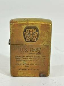 ZIPPO ジッポー 　u.s.NAVY USN ゴールド　オイル　ライター　喫煙具 着火確認済み　ミリタリー