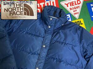 ☆希少な茶タグ付きの1着☆Made in USA製アメリカ製THE NORTH FACEノースフェイスビンテージダウンジャケット70s70年代80s80年代紺ネイビー