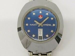 ♪hayy1982-2 163 RADO ラドー DIASTAR ダイヤスター 636.0308.3 青文字盤 自動巻 デイデイト メンズウォッチ 腕時計 腕周り約17.5cm 稼働