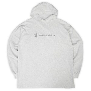 チャンピオン Champion 90s フーディーカットソー パーカー ロンT USA製 スクリプトロゴ ビッグサイズ 古着 (-3687) グレー XXL