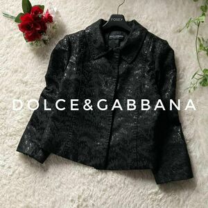 ドルチェ＆ガッバーナ　ジャガードジャケット　フォーマル　ピーコック柄　イタリア製　ブラック　44サイズ　DOLCE&GABBANA
