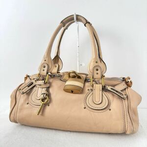 1円〜★Chloe クロエ パディントン ハンドバッグ 南京錠 トートバッグ レディース 肩掛け レザー パドロック プレート Y2K ベージュ 9