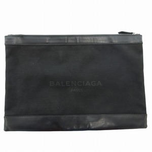 バレンシアガ BALENCIAGA ネイビークリップL クラッチバッグ レザー切替 キャンバス ロゴ 黒 ブラック 373840 /TZ メンズ