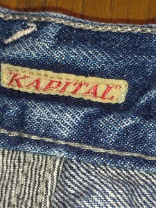 kapital キャピタル インディゴ/ブラック切り返しフレアーデニムパンツ　ベルボトム ヴィンテージ加工 ブーツカット　赤耳 サイズ1 メンズ