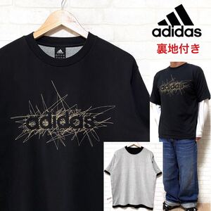 adidas アディダス 厚手 裏地付き ゴールド刺繍 Tシャツ