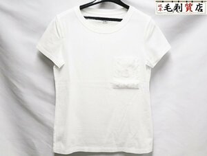 エルメス HERMES 刺〓ポケット付き クルー・メドール コットン Tシャツ サイズ 36 レディース アパレル