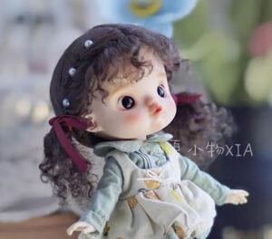 ドール ウィッグ BJD 人形 1/6 くるふわツイン ブラウン 幼SD