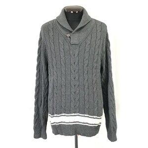 エディーバウアー/EDDIE BAUER★厚手ケーブルニットセーター【メンズL/グレー】プルオーバー/ニットジャケット/Tops/Sweater◆BH399