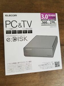 新品 エレコム 外付け ハードディスク ELD-XED030UBK 3.0TB PC TV パソコン ゲーム機 テレビ 録画 USB3.0対応 ELECOM データ HDD 機器 