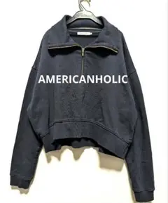 AMERICAN HOLIC L ネイビー 　ハーフジップ　スウェット