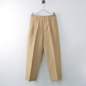 美品 2022SS マーガレットハウエル MARGARET HOWELL LINEN COTTON パンツ 1/ベージュ リネンコットン センタープレス【2400014032505】