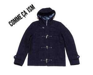 ☆COMME CA ISM　☆コムサイズム　☆合成皮革　☆フード付き　☆ダッフルコート　☆ショートコート　☆アウター　☆ブラック　☆M