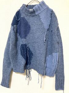 アクネストゥディオズ　acne studios コラージュ　パッチワーク　ダメージ　ニット　ウール アシンメトリー　レディース　長袖 XS