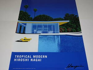 直筆サイン入り　未使用 『　永井博　/　TROPICAL MODERN POSTER　side - A　』B2ポスター