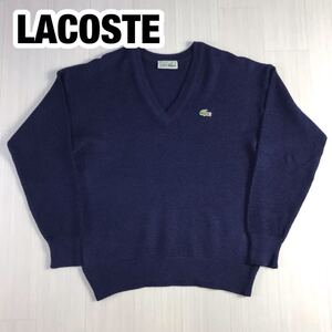 CHEMISE LACOSTE シュミーズ ラコステ 長袖ニット セーター 4 ネイビー Vネック ワニ