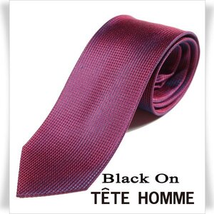 新品1円～★Black On TETE HOMME テットオム シルク絹100% ネクタイ 織柄 ボルドー 正規店本物◆5523◆