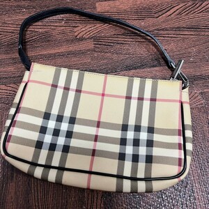 バーバリー BURBERRY ハンドバッグ アクセサリーポーチ ノバチェック レザー PVC