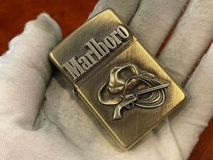 1円 ZIPPO ライター マルボロ Marlboroジッポ Zippoオイルライター真鍮製 中古品 喫煙グッズ ジッポー 火花確認済R625555