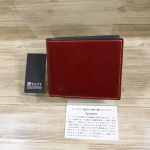 QQ569 イズイット 定価28600円 コードバン 二つ折り財布 新品 943603 馬革 レッド 赤 IS/IT フジタカ 製造 IKETEI