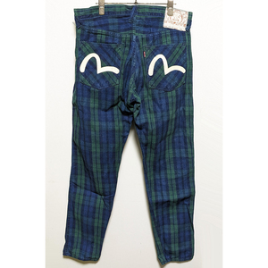 EVISU LOT5500 チェックデニムパンツ 34 洗い YAMANE エヴィス