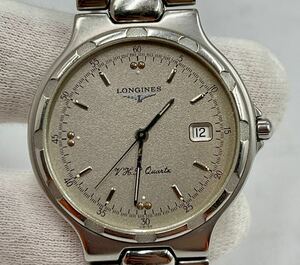 1円〜② 【送料230円】LONGINES ロンジン コンクエスト デイト VHP シルバー文字盤 メンズ QZ クォーツ 腕時計 L1.613.4 