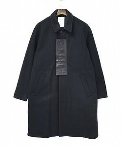 MISTERGENTLEMAN ミスタージェントルマン ZIP UP PATCHED MELTON SOUTIEN COLLAR COAT メルトンステンカラーコート M レザー 牛革 Mr.