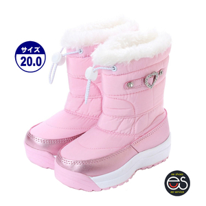 ★新品★【17982_PINK_20.0】女の子用ダウンブーツ　防寒靴　スノーブーツ　中綿入り　フリース＆ボア裏地　通学用　サイズ：16.0～24.0