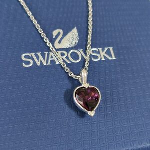 スワロフスキー　SWAROVSKI　ネックレス　ハート　クリスタル　紫　色石　パープル　レディース　ネックレス　シルバー