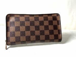 962 1円 ■ LOUIS VUITTON ルイヴィトン N61728 ダミエ ポルトモネジップ ラウンドファスナー 長財布 ウォレット ブラウン系