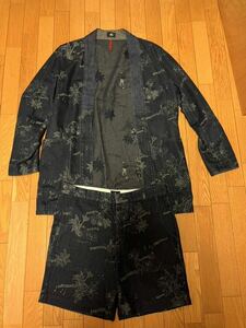 ポールスミス RED EAR レッドイヤー Jacquard Kimono Bulouzon 着物ジャケット インディゴ セットアップ ショートパンツ XL