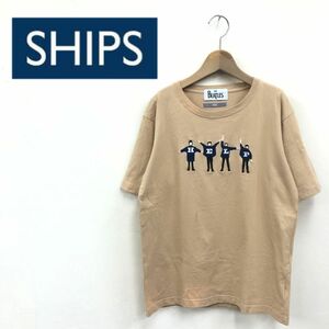 R2225-K-N◆SHIPS シップス BEATLES半袖Tシャツ◆sizeS ベージュ ビートルズ HELP刺繍 カジュアル コットン100% レディース