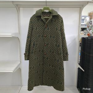 【美品】GUCCI グッチ GG STRIPE WOOL COAT ストライプウールコート ムートン ファー グリーン 総柄 SIZE48(M) 639261 Z8AMH ◆3104/磐田店