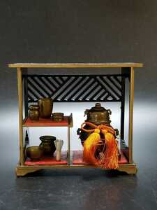 雛道具 茶道具セット 高さ約14cm 茶釜 ミニチュア 雛人形 市松人形 京人形 ままごと 