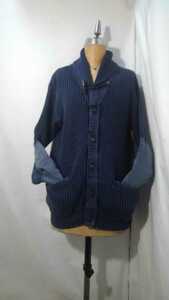 Ralph lauren shawl color indigo knit cardigan　ラルフローレン　ショールカラー　インディゴ　ニット　カーディガン　ビンテージ　RRL