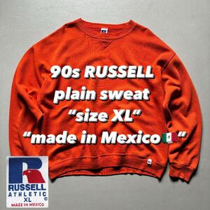 90s RUSSELL plain sweat “size XL” “made in Mexico” 90年代 ラッセル 無地スウェット プレーン メキシコ製 トレーナー 古着