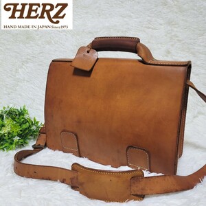 【良品】ヘルツ HERZ ビジネスバッグ 2way ショルダーバッグ ヌメ革