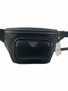 EMPORIO ARMANI◆ウエストバッグ/レザー/BLK