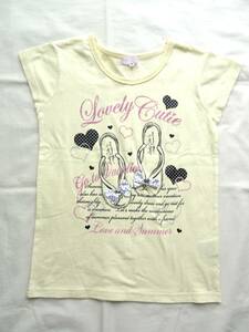 CRT CUTIE★キャロットキューティー★半袖Tシャツ★サンダルモチーフ★ラメプリント★イエロー★160