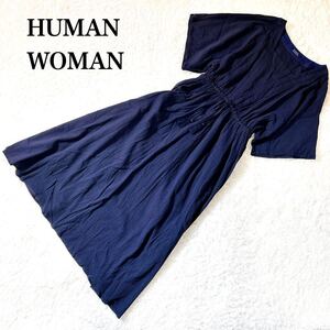 HUMAN WOMAN ヒューマンウーマン ワンピース 半袖 M レディース C72423-92