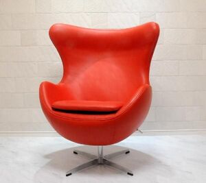 エッグチェア アルネヤコブセン レザー仕様 レッド ソファ ソファー sofa eggchair パーソナルチェア