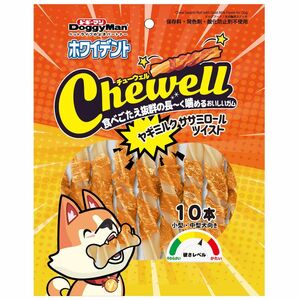 （まとめ買い）ドギーマン ホワイデント Chewell ヤギミルクササミロールツイスト 10本 犬用おやつ 〔×4〕