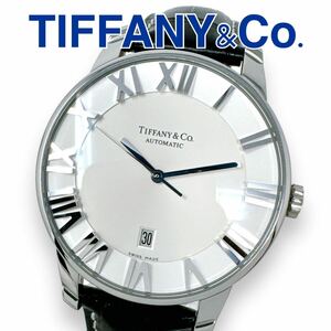 ティファニー アトラス ドーム Z1810 自動巻き シルバー ブラック 黒 メンズ 時計 TIFFANY&Co. シルバー文字盤 腕時計 AT デイト 稼働