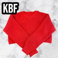 【使用感あり】KBF クロップドVネックニット 赤色 レッド セーター ニット