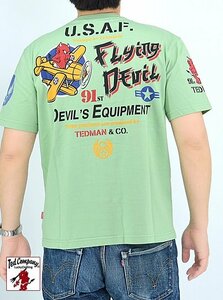 8th AIR FORCE 「FLYING DEVIL」半袖Tシャツ◆TEDMAN/テッドマン エメラルドグリーンＭサイズ（サイズ40）TDSS-555 エフ商会 efu