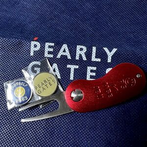 新品 PEARLY GATES パーリーゲイツ マスターバニー ジャックバニー フォーク＆マーカーセット グリーンフォーク レッド系 ◆B4927