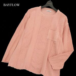 20SS★ BAYFLOW ベイフロー 通年 カットオフ★ 切替 オーバーサイズ コットン ニット セーター カットソー Sz.2　メンズ　A3T05002_5#C