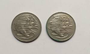 オーストラリア　20セント硬貨　2枚